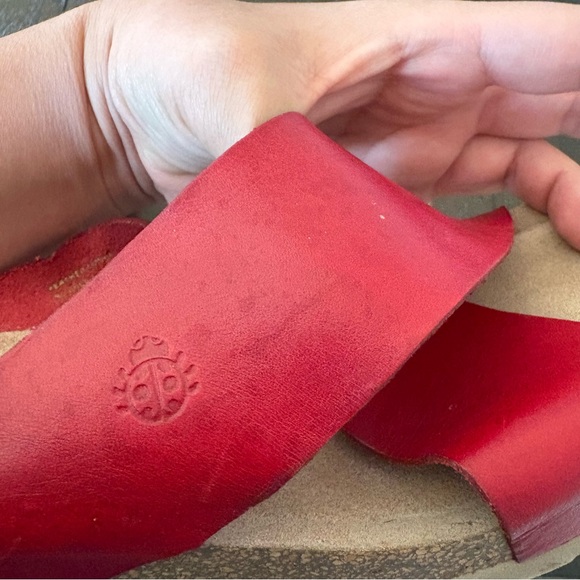 Yokono Red Leather Cork Wedges Crisscross Sandals Size 9 - Picture 10 of 13